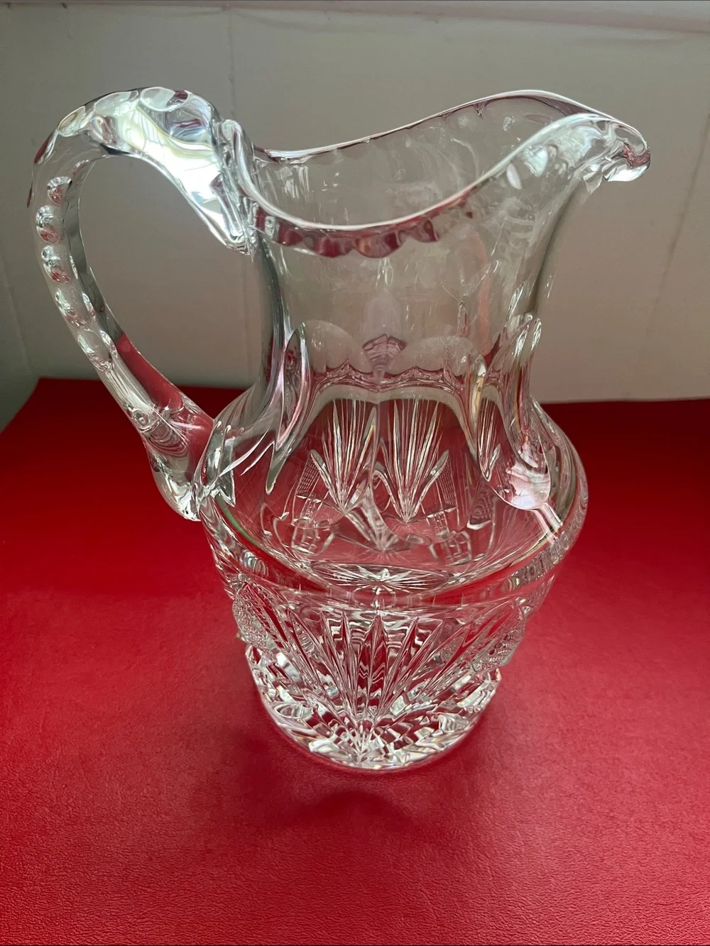 GORHAM 'CHERRYWOOD' CUT CRYSTAL WATER PITCHER 40 oz  - 8 5/8 tall